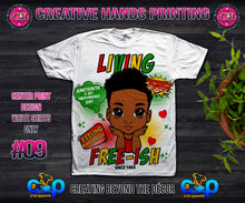 Load image into Gallery viewer, Juneteenth Center Print Design: Custom Tee Shirt- Short Sleeve (Designs 1-68)