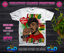 Load image into Gallery viewer, Juneteenth Center Print Design: Custom Tee Shirt- Short Sleeve (Designs 1-68)