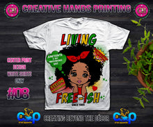 Load image into Gallery viewer, Juneteenth Center Print Design: Custom Tee Shirt- Short Sleeve (Designs 1-68)