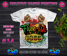 Load image into Gallery viewer, Juneteenth Center Print Design: Custom Tee Shirt- Short Sleeve (Designs 1-68)