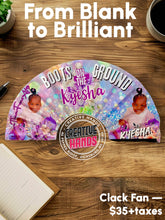 Load image into Gallery viewer, CLACK FAN Large-Sized: 13" Closed | 25" Open (CUSTOM) or 10.5" Closed | 22" Open