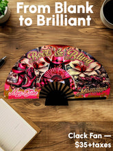 Load image into Gallery viewer, CLACK FAN Large-Sized: 13" Closed | 25" Open (CUSTOM) or 10.5" Closed | 22" Open