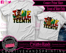 Load image into Gallery viewer, Juneteenth Center Print Design: Custom Tee Shirt- Short Sleeve (Designs 1-68)