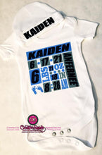 Load image into Gallery viewer, Birth Announcement Baby Onesie/Bodysuit (Center Design)