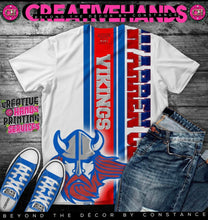 Load image into Gallery viewer, Vertical Sports Oversized Design: Custom Tee Shirt- Short Sleeve (Any Team) -Front Only