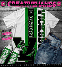 Load image into Gallery viewer, Vertical Sports Oversized Design: Custom Tee Shirt- Short Sleeve (Any Team) -Front Only