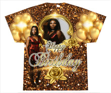Load image into Gallery viewer, Gold Happy Birthday (3D) All Over Print Tee Shirt - Front Only