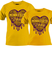 Load image into Gallery viewer, Dripping Hearts FOOTBALL Teams Center Print Design: Custom Tee Shirt- Short Sleeve