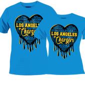 Load image into Gallery viewer, Dripping Hearts FOOTBALL Teams Center Print Design: Custom Tee Shirt- Short Sleeve