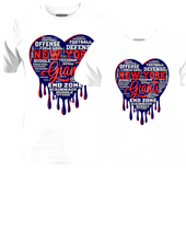 Load image into Gallery viewer, Dripping Hearts FOOTBALL Teams Center Print Design: Custom Tee Shirt- Short Sleeve