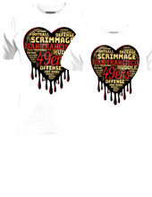 Load image into Gallery viewer, Dripping Hearts FOOTBALL Teams Center Print Design: Custom Tee Shirt- Short Sleeve