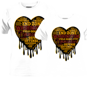 Load image into Gallery viewer, Dripping Hearts FOOTBALL Teams Center Print Design: Custom Tee Shirt- Short Sleeve