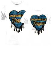 Load image into Gallery viewer, Dripping Hearts FOOTBALL Teams Center Print Design: Custom Tee Shirt- Short Sleeve