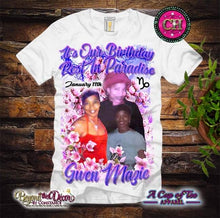 Load image into Gallery viewer, Rest In Paradise Center Print Design: Custom Tee Shirt- Short Sleeve (Any Design)