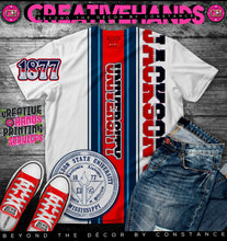 Load image into Gallery viewer, Vertical Sports Oversized Design: Custom Tee Shirt- Short Sleeve (Any Team) -Front Only