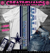 Load image into Gallery viewer, Vertical Sports Oversized Design: Custom Tee Shirt- Short Sleeve (Any Team) -Front Only