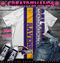 Load image into Gallery viewer, Vertical Sports Oversized Design: Custom Tee Shirt- Short Sleeve (Any Team) -Front Only