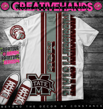 Load image into Gallery viewer, Vertical Sports Oversized Design: Custom Tee Shirt- Short Sleeve (Any Team) -Front Only