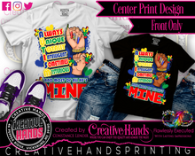 Load image into Gallery viewer, Color Center Print Design Tee Shirt- Short Sleeve (Any Design) Adult & Youth