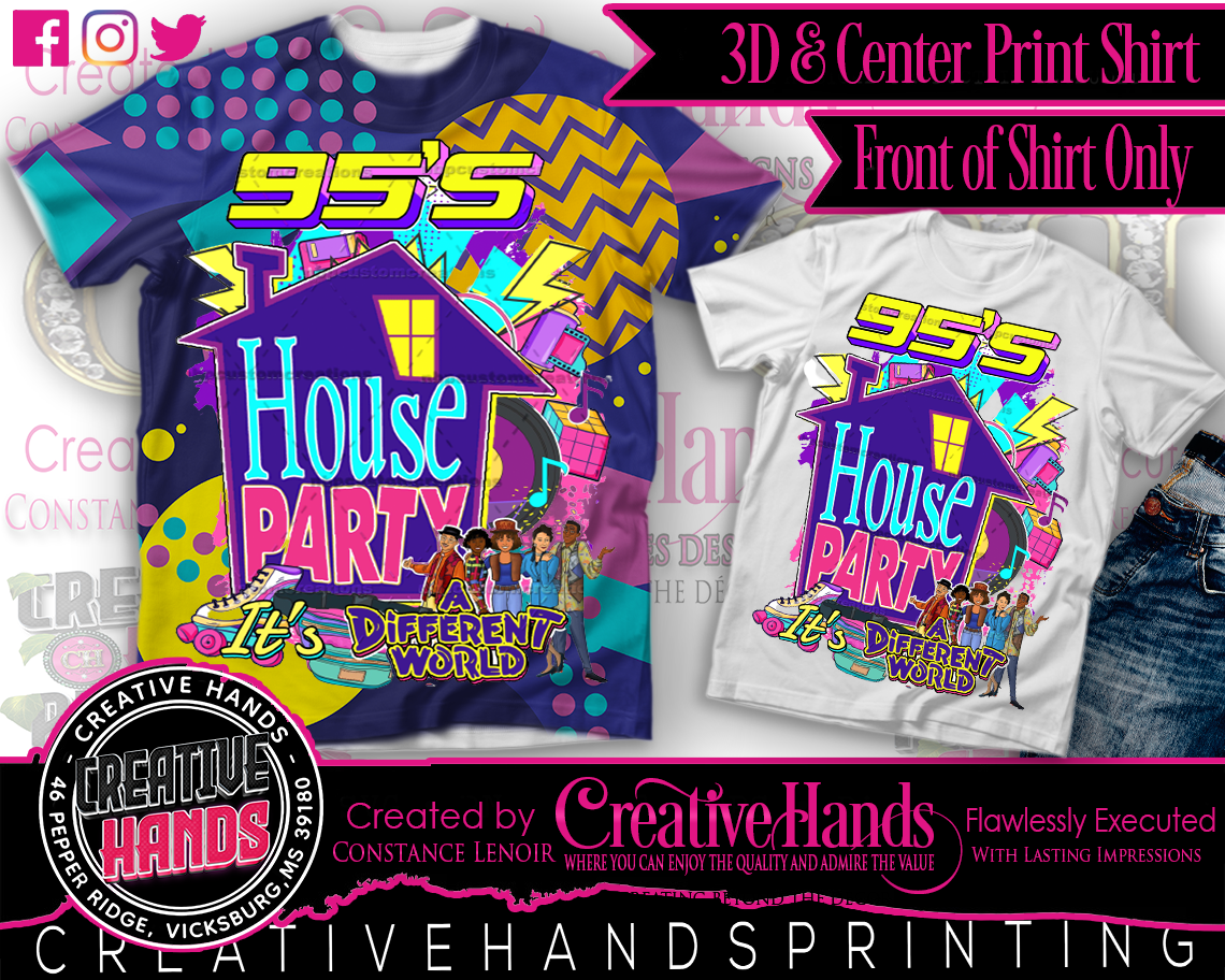 Class Reunion - 95's It's A Diffrent World: All Over Print Tee Shirt (3D) or Center Design - Front Only