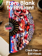 Load image into Gallery viewer, CLACK FAN Large-Sized: 13&quot; Closed | 25&quot; Open (CUSTOM) or 10.5&quot; Closed | 22&quot; Open
