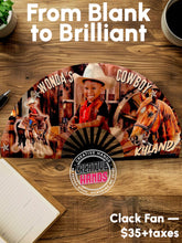 Load image into Gallery viewer, CLACK FAN Large-Sized: 13&quot; Closed | 25&quot; Open (CUSTOM) or 10.5&quot; Closed | 22&quot; Open
