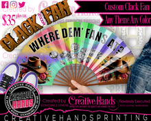 Load image into Gallery viewer, CLACK FAN Large-Sized: 13&quot; Closed | 25&quot; Open (CUSTOM) or 10.5&quot; Closed | 22&quot; Open
