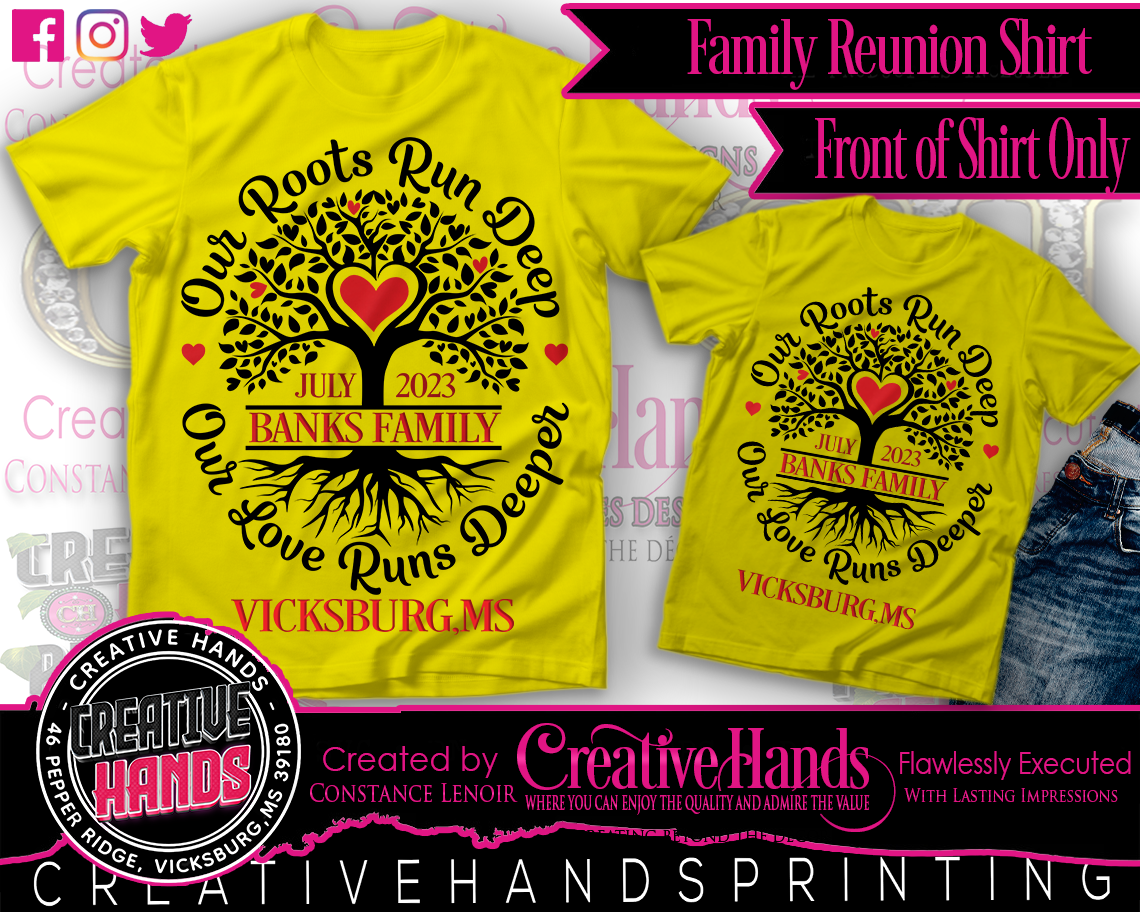 Family Reunion Color Center Print Design Tee Shirt- Short Sleeve Only