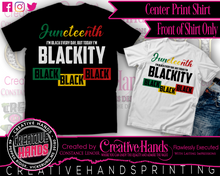 Load image into Gallery viewer, Juneteenth Center Print Design: Custom Tee Shirt- Short Sleeve (Designs 1-68)
