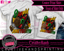 Load image into Gallery viewer, Juneteenth Center Print Design: Custom Tee Shirt- Short Sleeve (Designs 1-68)
