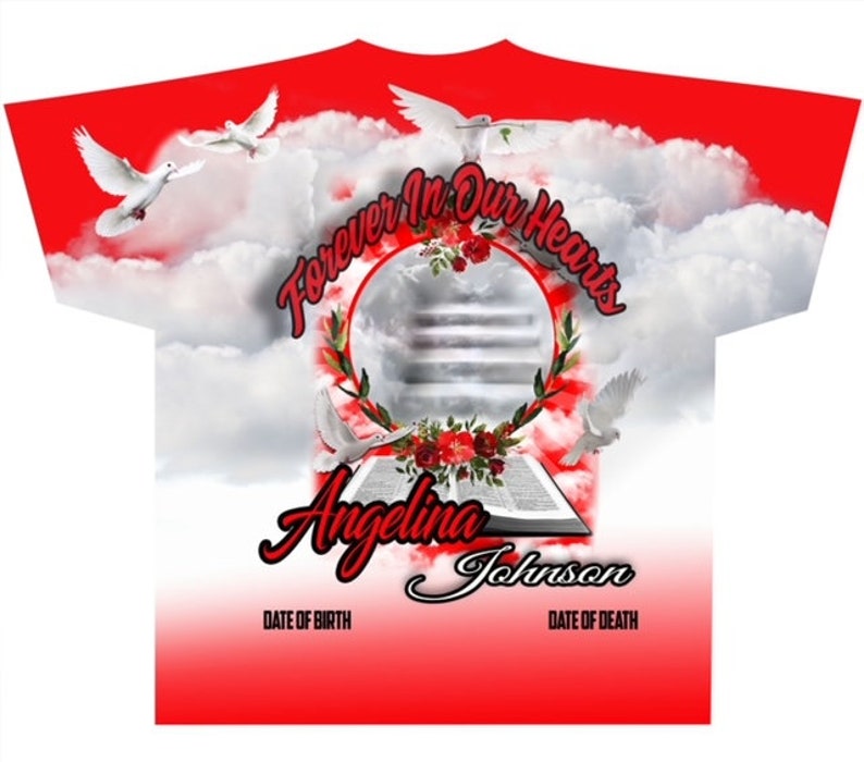 Memorial #142 Forever In Our Hearts w/Floral Red (3D) All Over Print Tee Shirt - Front Only