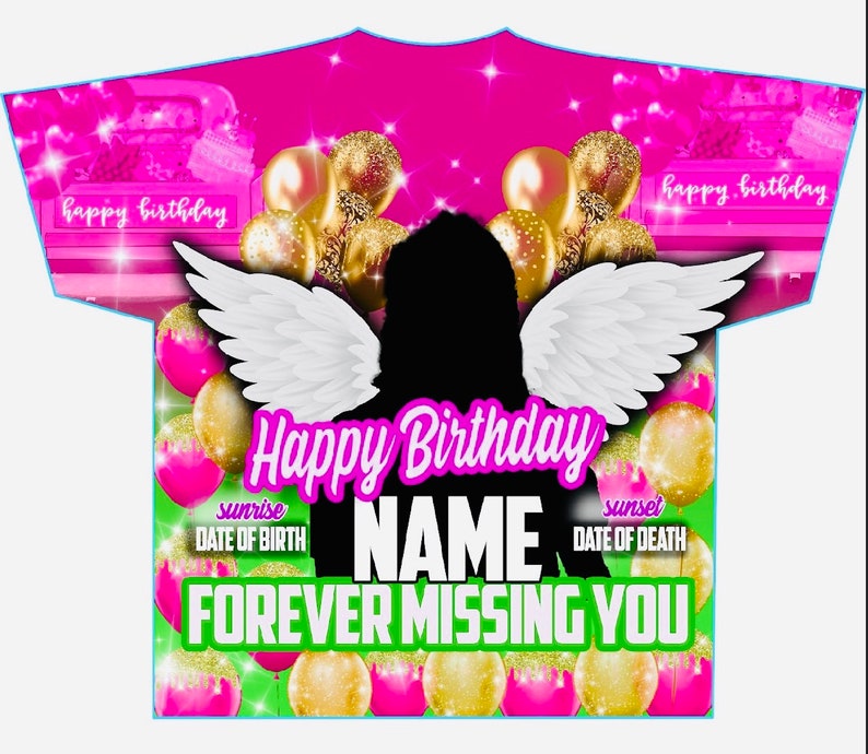 Memorial #16 Happy Birthday Pink and Lime Green (3D) All Over Print Tee Shirt - Front Only