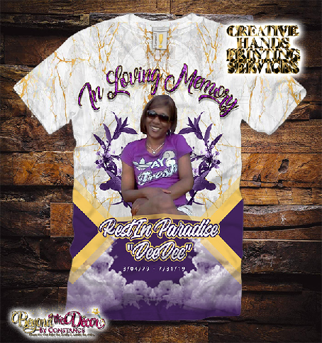 Memorial, Rest in Paradise All Over Print Tee Shirt (3D) Front Design Only