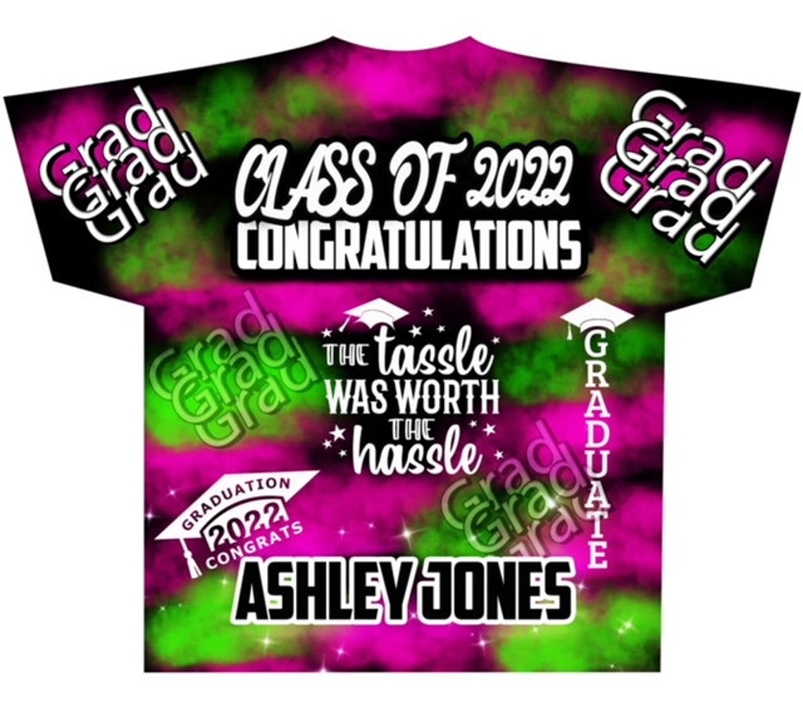 Senior or Graduation #27 Pink & Green (3D) All Over Print Tee Shirt - Front Only