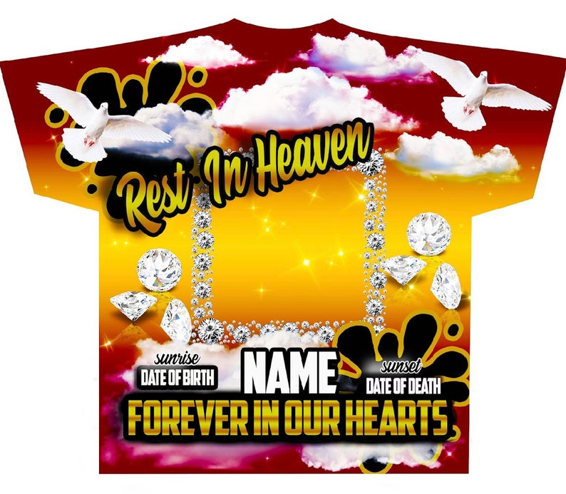 Memorial #44 Rest In Heaven (3D) All Over Print Tee Shirt - Front Only