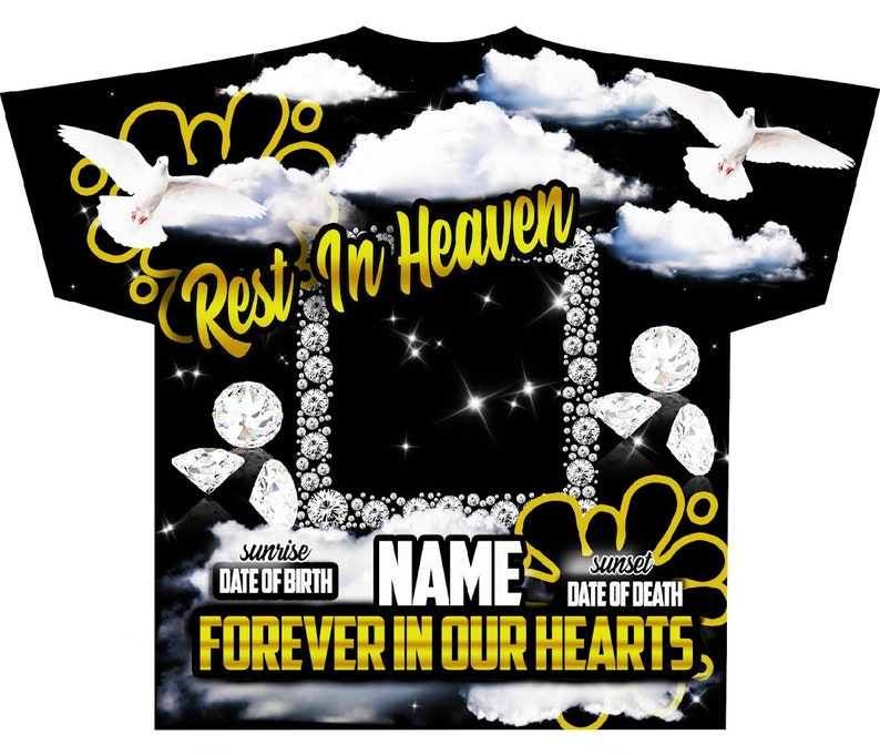 Memorial #45 Rest In Heaven (3D) All Over Print Tee Shirt - Front Only