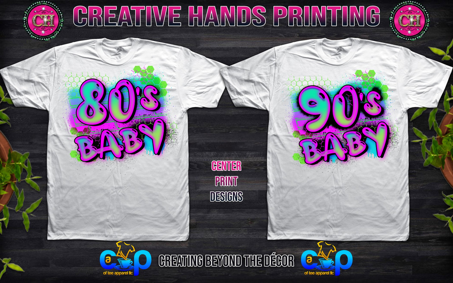 80's & 90's Airbrushed Effect Center Print Design: Custom Tee Shirt- Short Sleeve (Any Design)