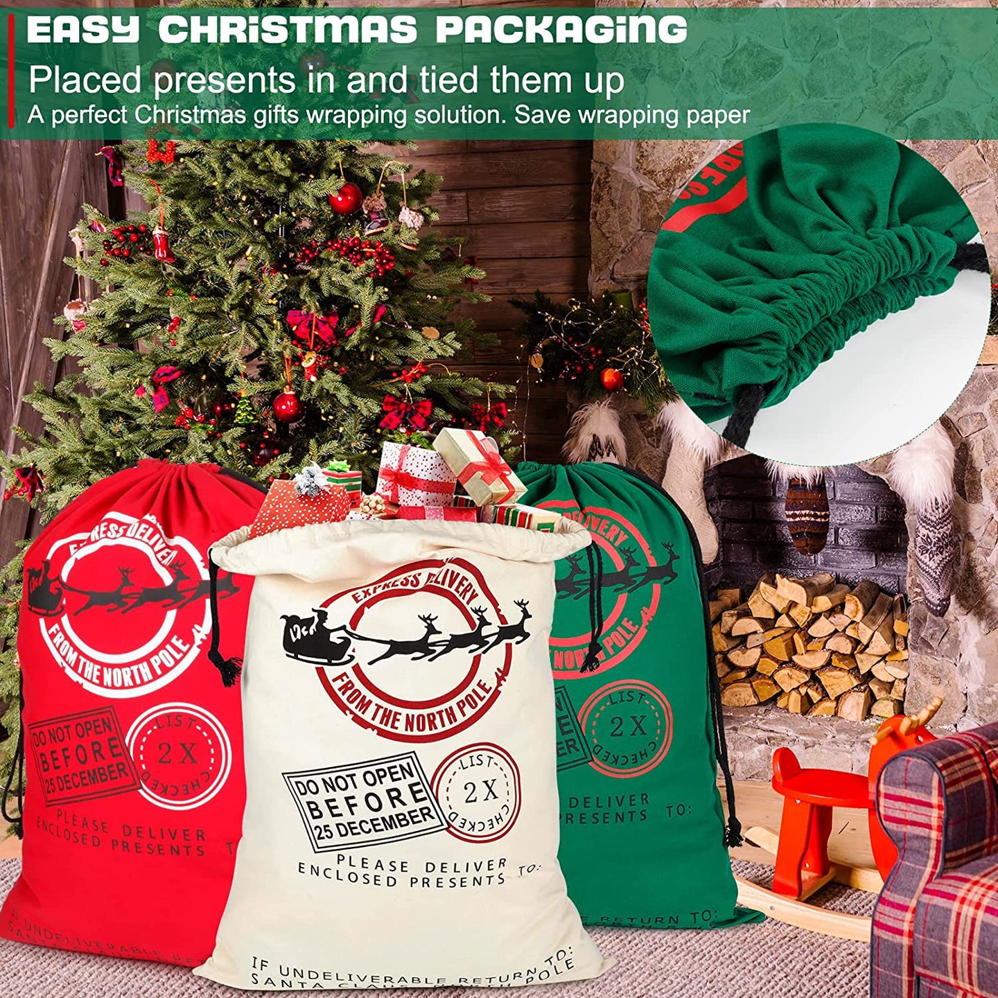 Custom Santa Sack, North Pole Express Santa Delivery Sack, Christmas gift bag