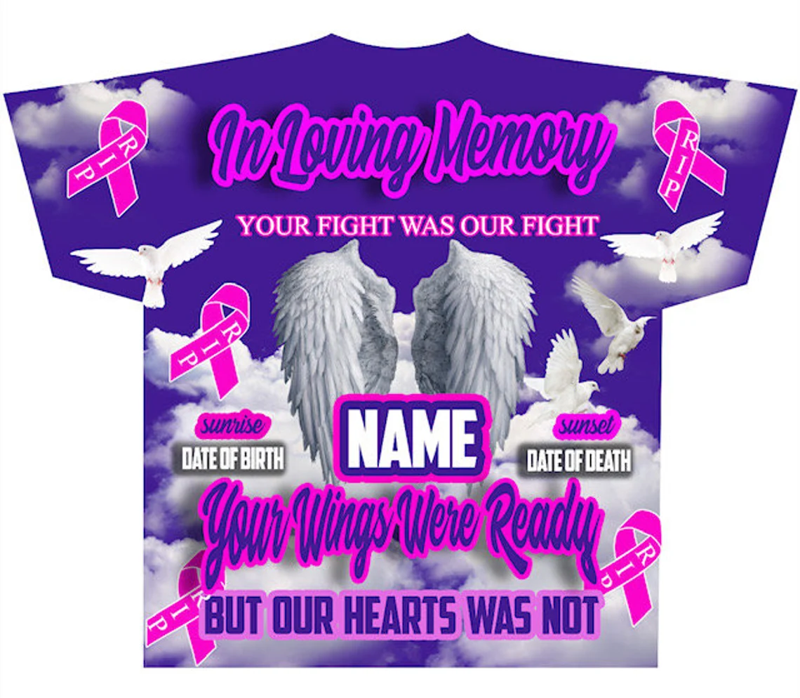 Breast Cancer Memorial #10 (3D) All Over Print Tee Shirt - Front Only