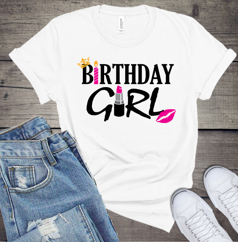 Birthday Girl Tee Shirt (Center Design)- Short Sleeve