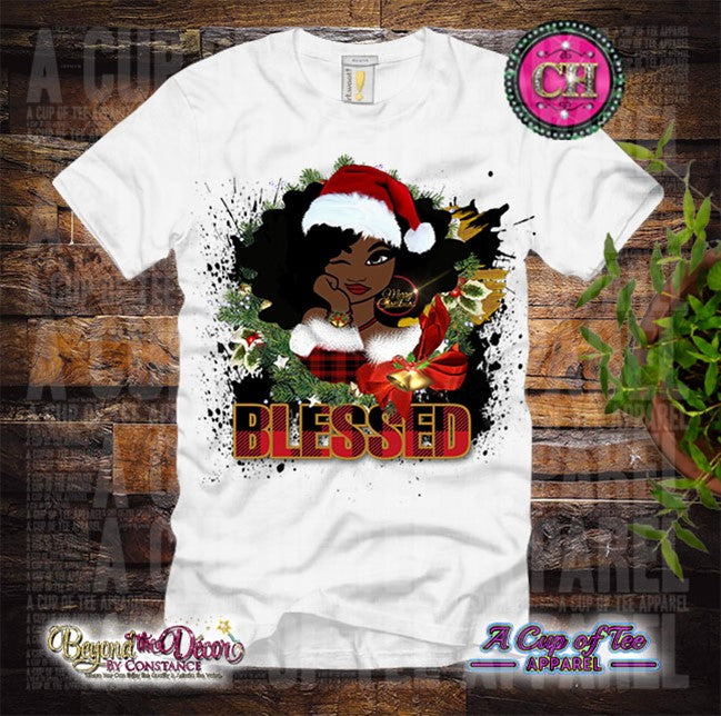 Blessed & Merry Christmas: Custom Tee Shirt- Short Sleeve