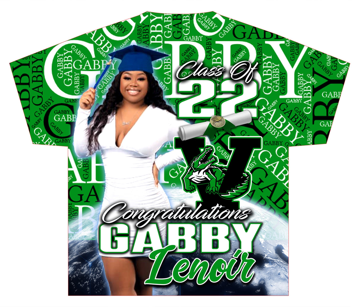 🐊Graduation Vicksburg 🐊#36 (3D) All Over Print Tee Shirt or Center Design - Front Only