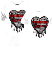 Load image into Gallery viewer, Dripping Hearts FOOTBALL Teams Center Print Design: Custom Tee Shirt- Short Sleeve
