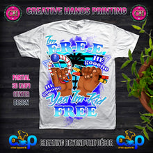 Load image into Gallery viewer, I&#39;m F.R.E.E Kid Free Center Print Design: Custom Tee Shirt- Short Sleeve
