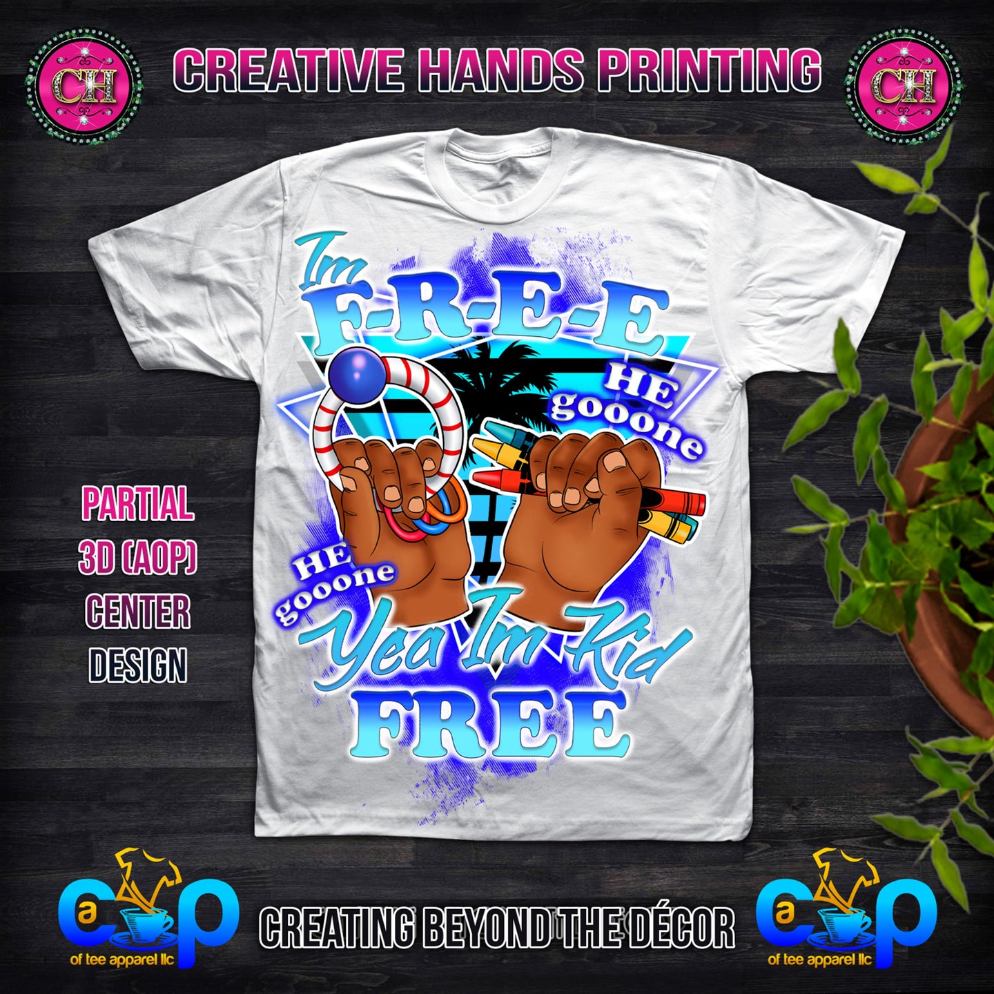 I'm F.R.E.E Kid Free Center Print Design: Custom Tee Shirt- Short Sleeve