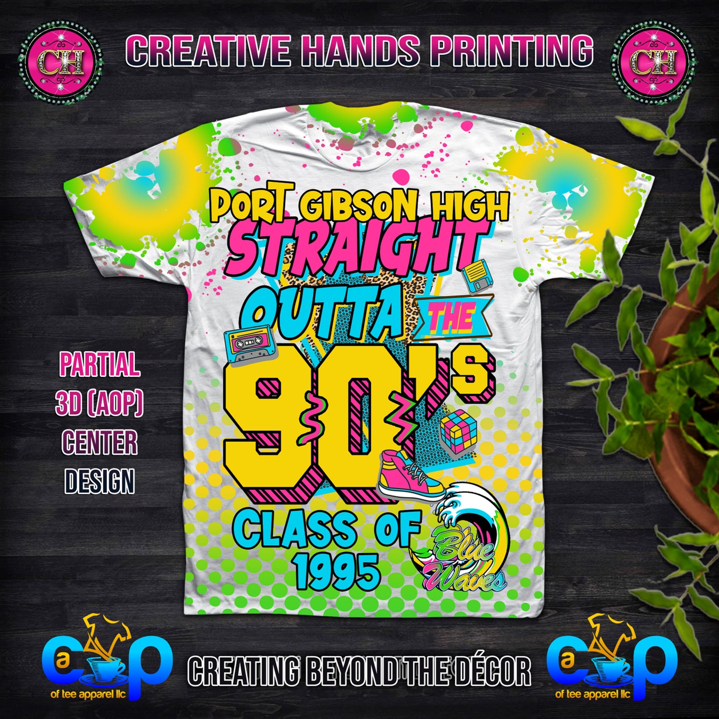 Class Reunion -Back To The 90's: All Over Print Tee Shirt (3D) or Center Design - Front Only