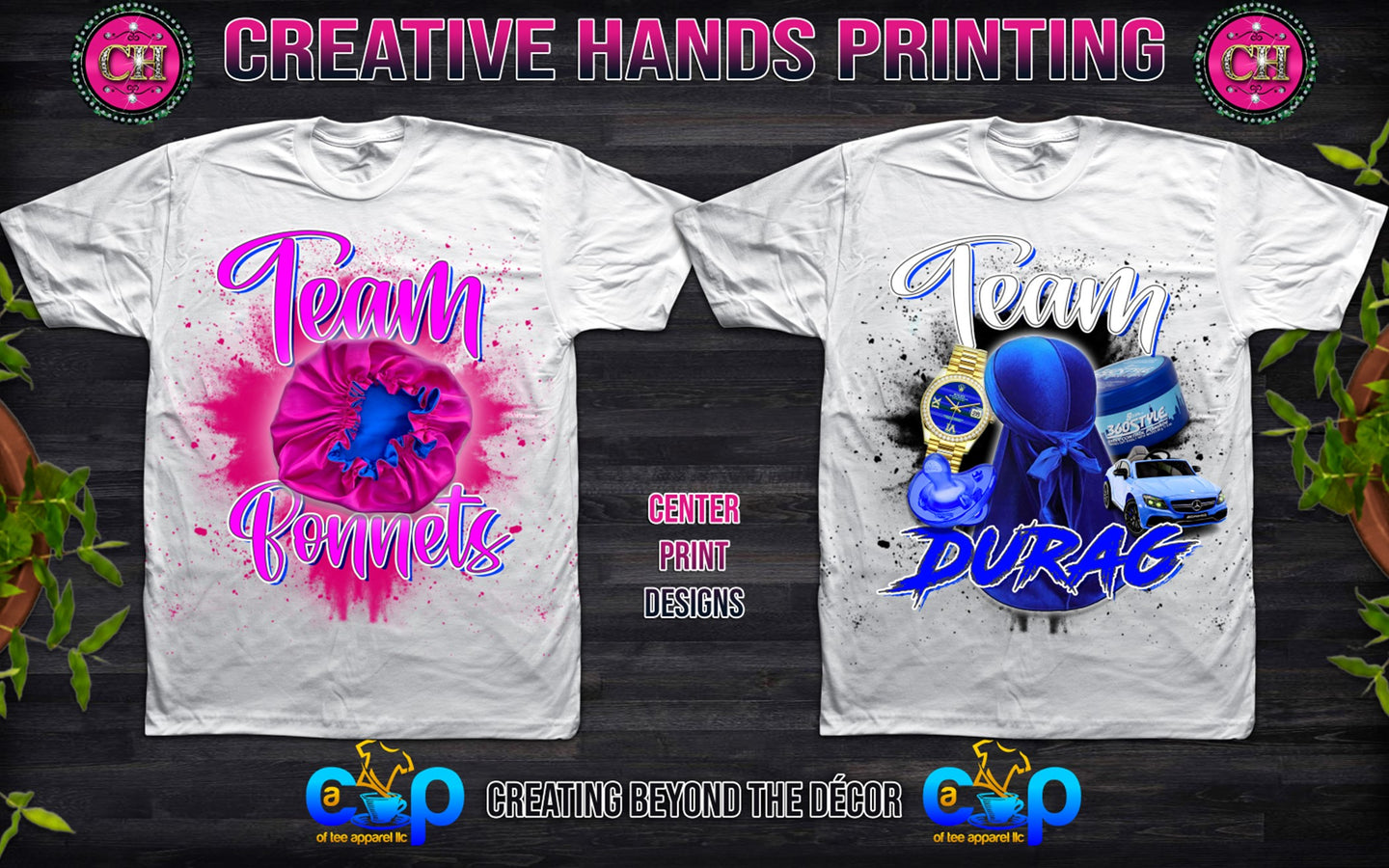 Bonnet or Durag Gender Reveal Center Print Design: Custom Tee Shirt- Short Sleeve (Any Design)