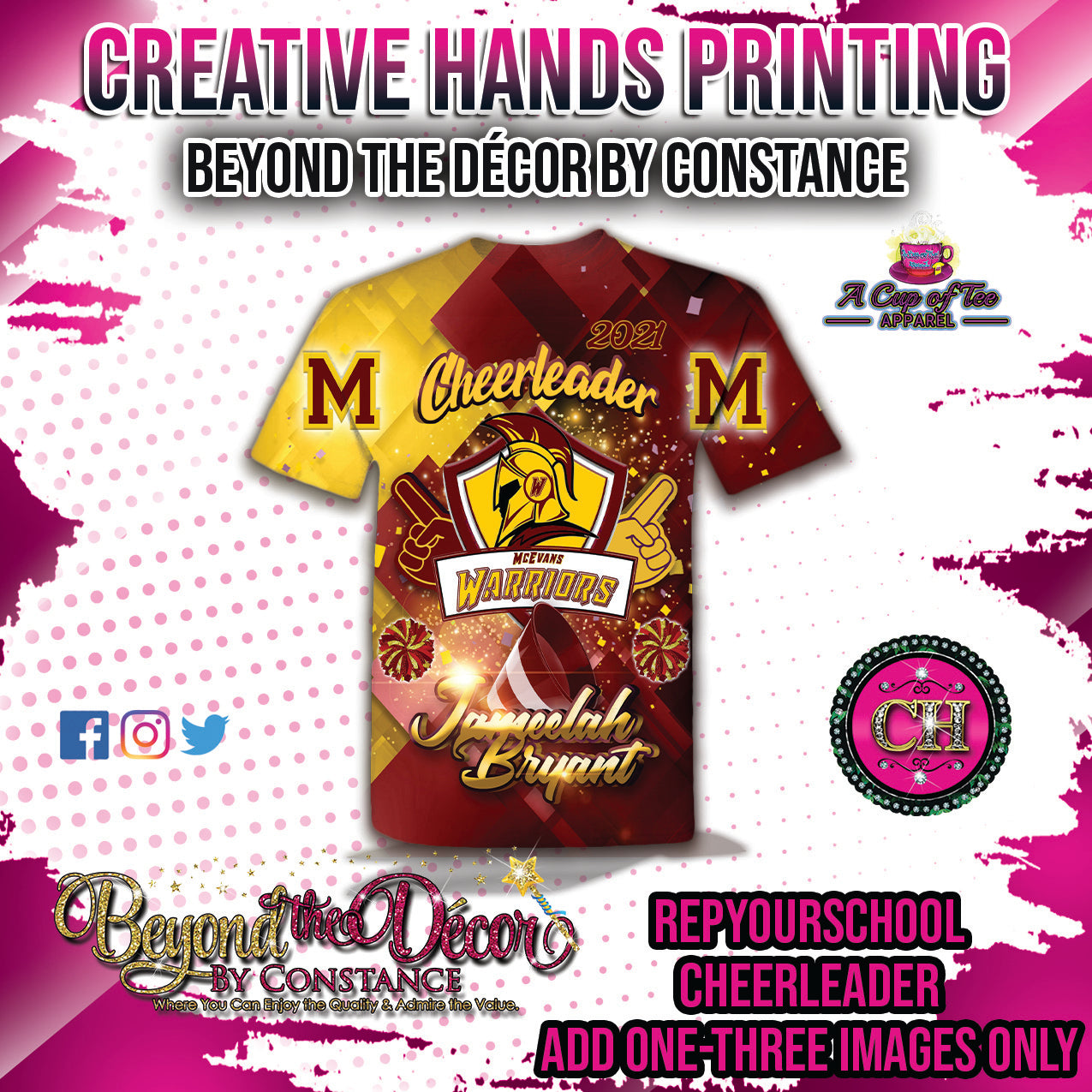Cheerleader (3D) All Over Print Tee Shirt - Front Only