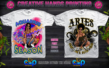 Load image into Gallery viewer, Zodiac Airbrushed Effect Center Print Design: Custom Tee Shirt- Short Sleeve
