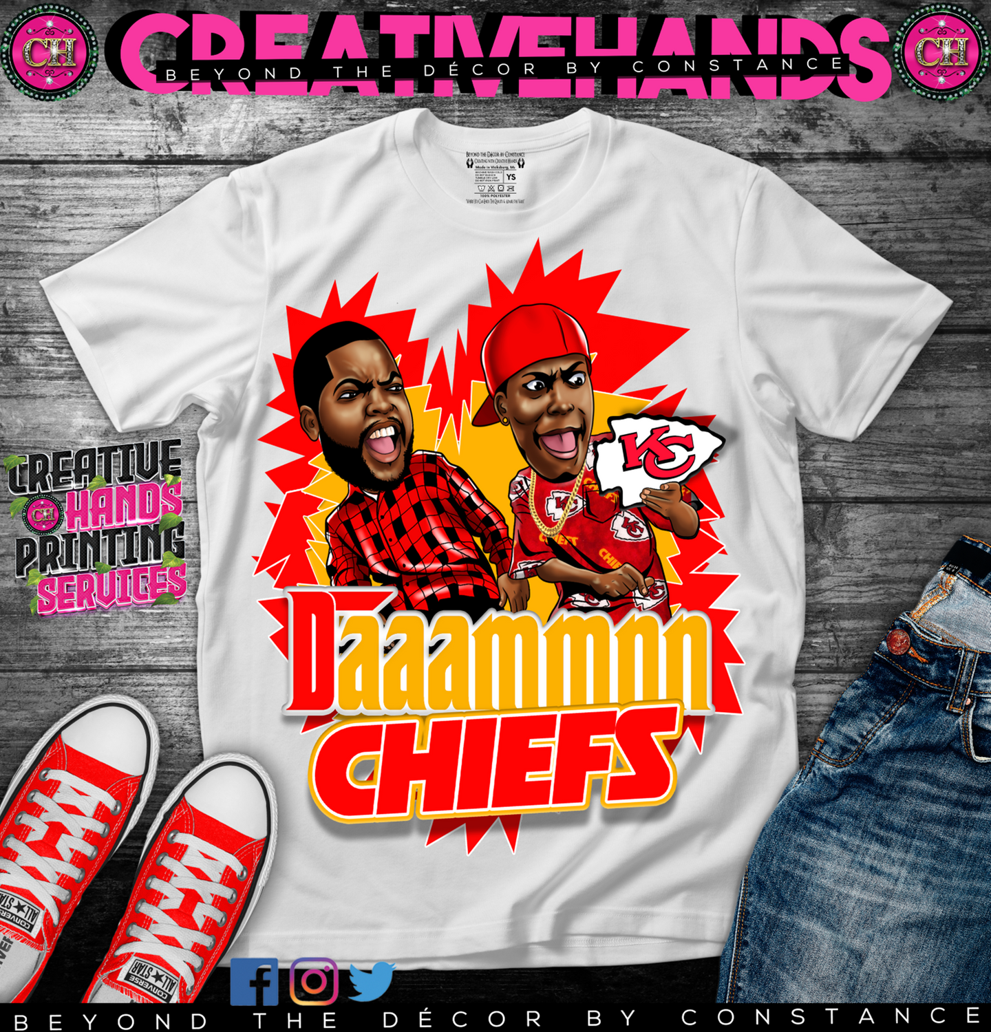 🏈Daaammnn 🏈Oversized Print Design: Custom Tee Shirt- Short Sleeve